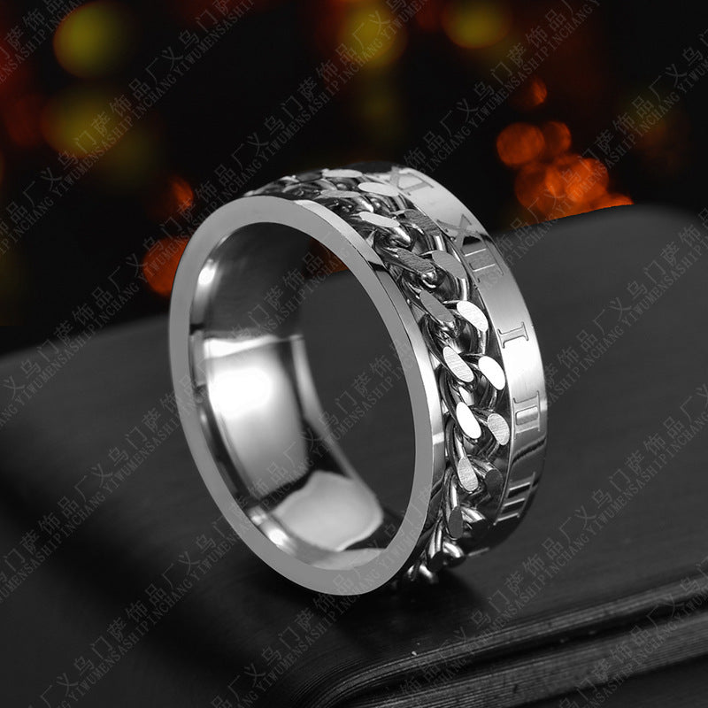 Roman Letter Rotatable Chain Rings Men Digital Titanium Steel RingFor Couple High Quality Multifunctional Bottle Opener Ring Spinner Jewelry Punk Gifts - Best Buy Daily