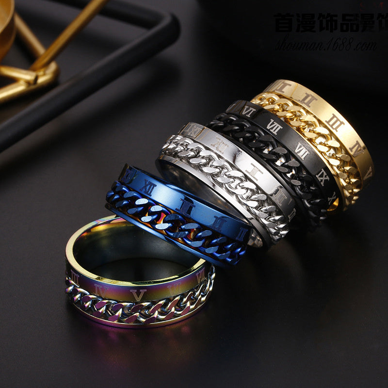 Roman Letter Rotatable Chain Rings Men Digital Titanium Steel RingFor Couple High Quality Multifunctional Bottle Opener Ring Spinner Jewelry Punk Gifts - Best Buy Daily