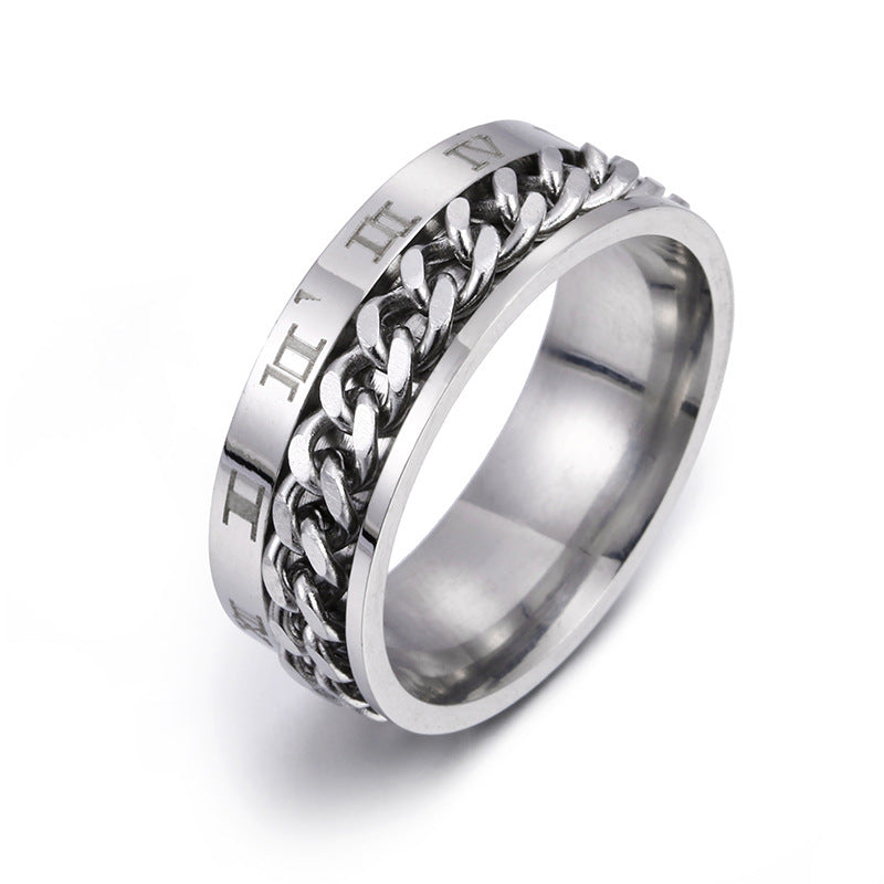 Roman Letter Rotatable Chain Rings Men Digital Titanium Steel RingFor Couple High Quality Multifunctional Bottle Opener Ring Spinner Jewelry Punk Gifts - Best Buy Daily