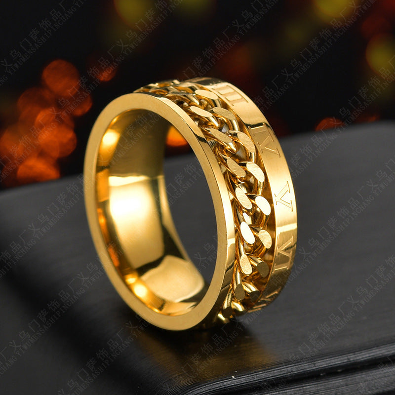 Roman Letter Rotatable Chain Rings Men Digital Titanium Steel RingFor Couple High Quality Multifunctional Bottle Opener Ring Spinner Jewelry Punk Gifts - Best Buy Daily
