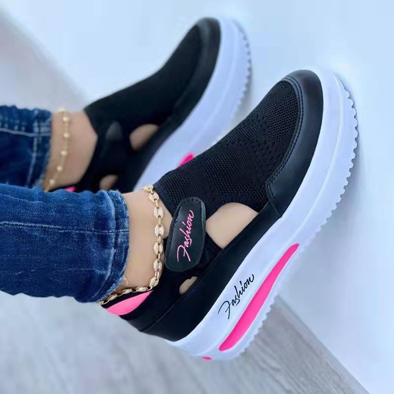 Ladies Casual Low Wedge Breathable Non-Slip Comfort Sport Shoes Mesh Shoes Fashion Style
