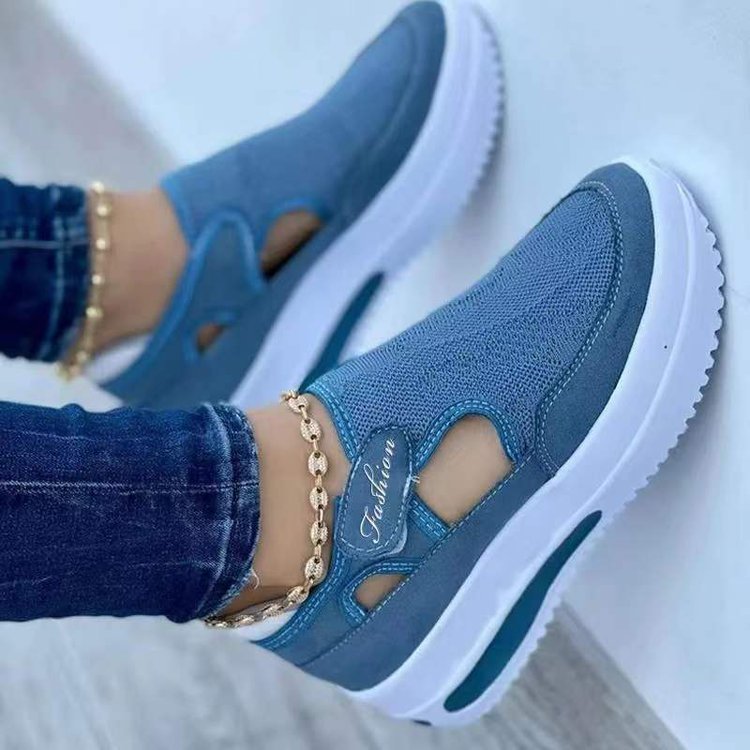 Ladies Casual Low Wedge Breathable Non-Slip Comfort Sport Shoes Mesh Shoes Fashion Style